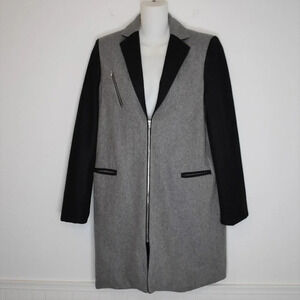 Asilio Coat Midi Colorblock Sz S Wool Preppy Academia Minimalist Neutral